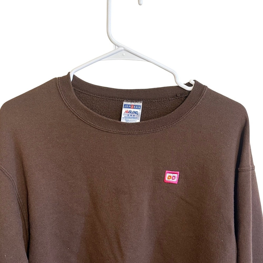Jerzees Sweatshirt Mens M Brown Dunkin Donuts Logo Crewneck Pullover Outdoor